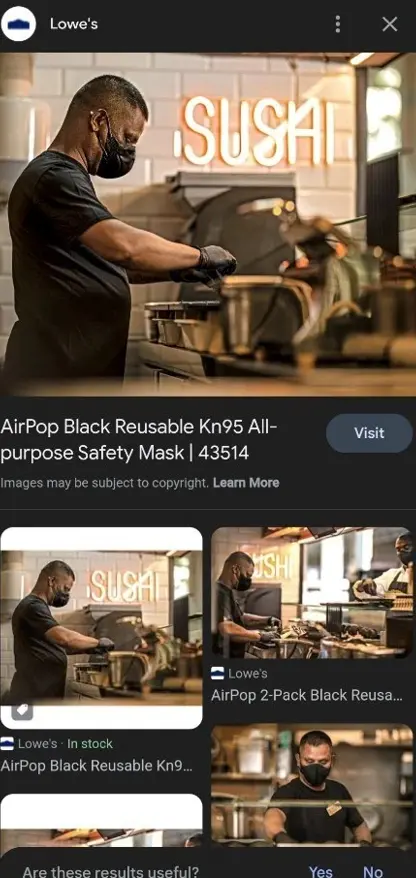 Google Lens search zoomed into the sushi sign