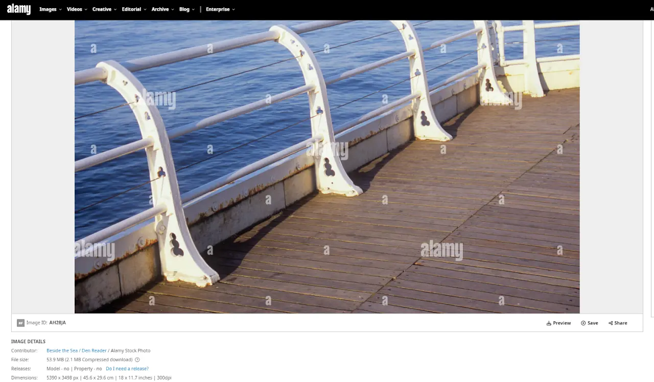 Closer look at a matching pier photo showing similar railings and stairs